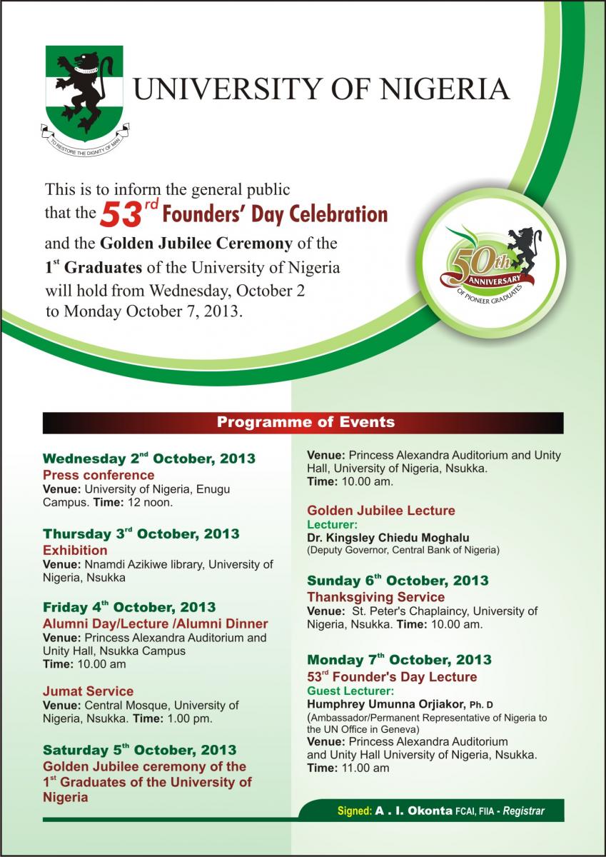 UNN 53rd Founders Day Celebration 2013