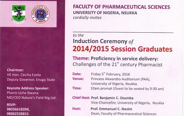 INVITATION: Faculty of Pharmaceutical Sciences Induction Ceremony for 2014/15 Graduates