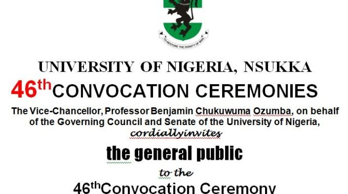 UNN 46th Convocation Schedule of Events Published
