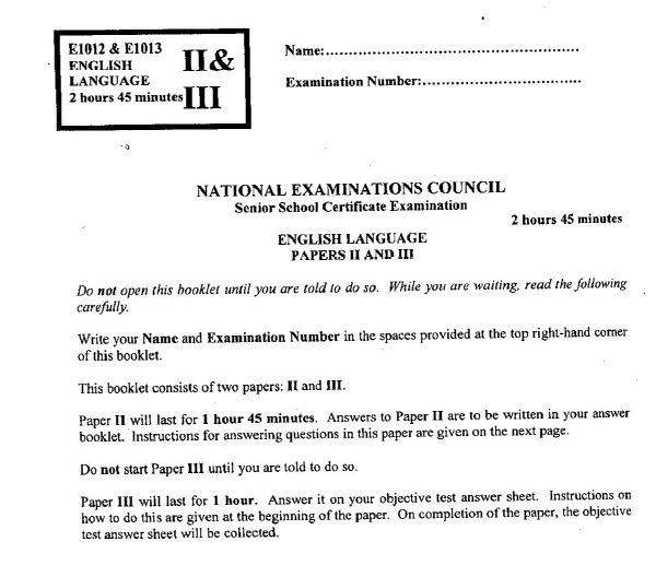 NECO English Answers 2018 for EssayObjectivesOral Question is Out