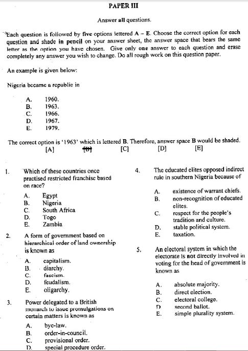 neco govt questions 2018