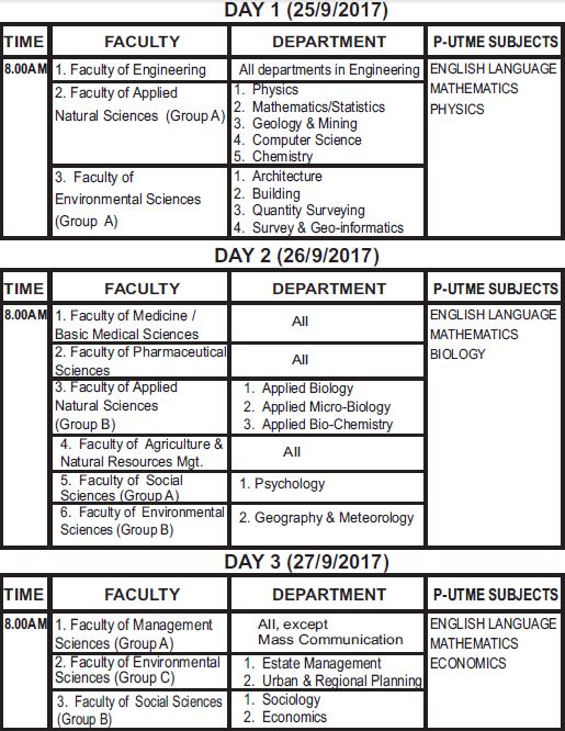 ESUT Post Utme Registration Form, Cut off Mark & Screening Date 2017/2018 -See Details