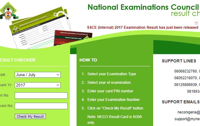 neco ssce result released