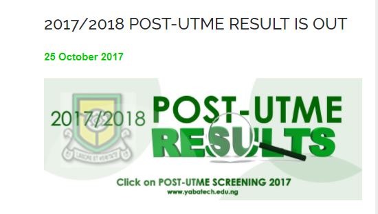 yabatech post utme result 2017