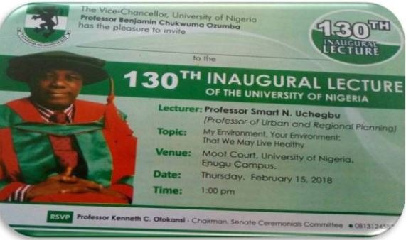 130th UNN Inaugural Lecture by Prof Smart Uchegbu