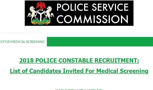 Police Recruitment List of Candidates Invited for Medical Screening 2018 is Out