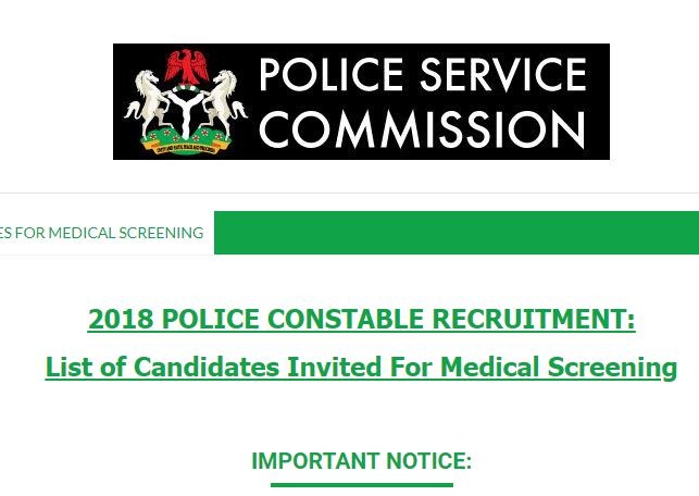 nigeria police recruitment list constable 2018