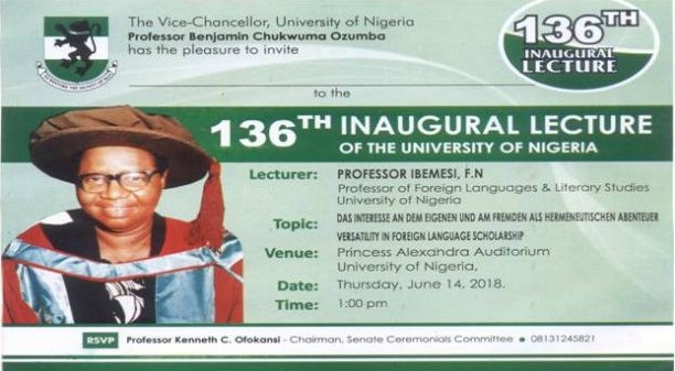 Professor FN Ibemesi To Deliver UNN 136th Inaugural Lecture