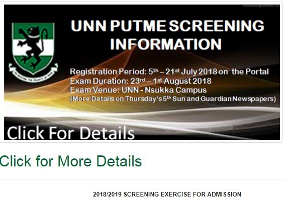 unn post utme 2018 screening