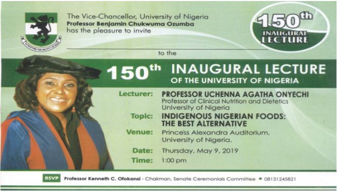 150th UNN Inaugural Lecture Invitation by Professor Uchenna Onyechi