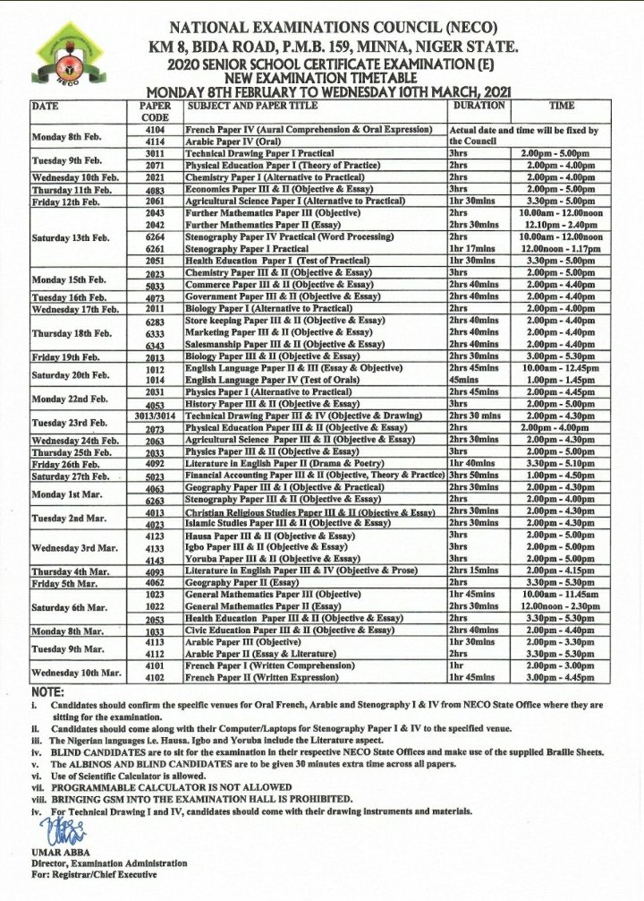 Neco Exam Date 2024 Bella Carroll