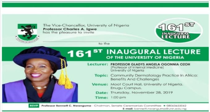 UNN 161st Inaugural Lecture Invitation by Professor Gladys Ogonnia Ozoh